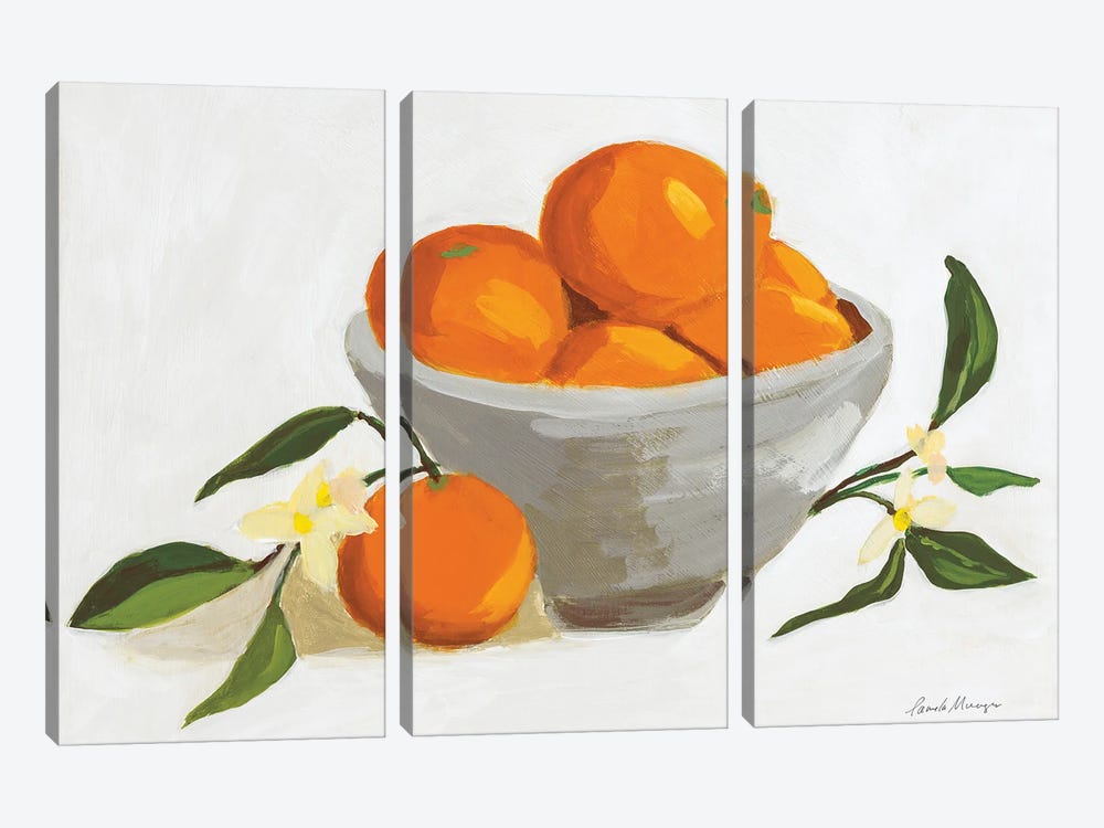 Oranges In A Grey Bowl by Pamela Munger 3-piece Canvas Print