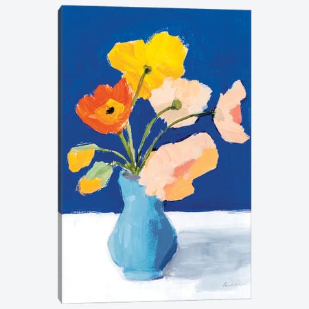 Poppies On Blue Crop Canvas Print #PML57} by Pamela Munger Canvas Wall Art