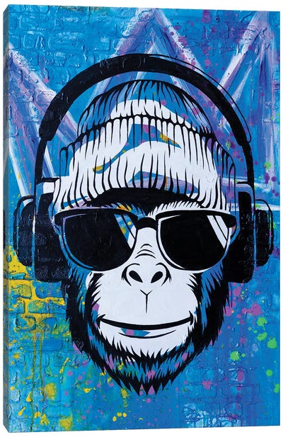 Hipster Canvas Art Print - Chimpanzee Art