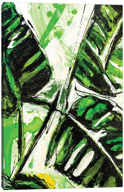 Evergreen Canvas Art Print - Black, White & Green