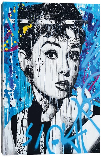 Savage Audrey Canvas Art Print - Audrey Hepburn