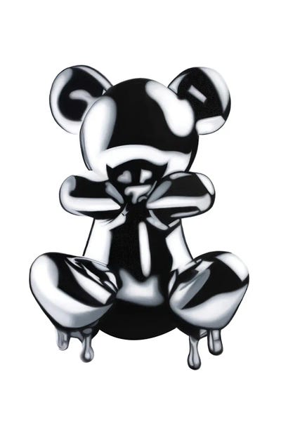 Black & White Pop Culture Art: Happy Bear by P Muir Art