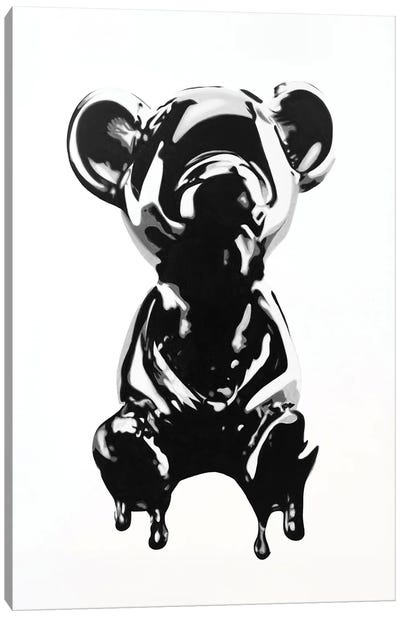Chrome Bear Canvas Art Print - Silver Art