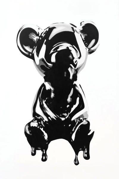 Black & White Pop Culture Art: Chrome Bear by P Muir Art