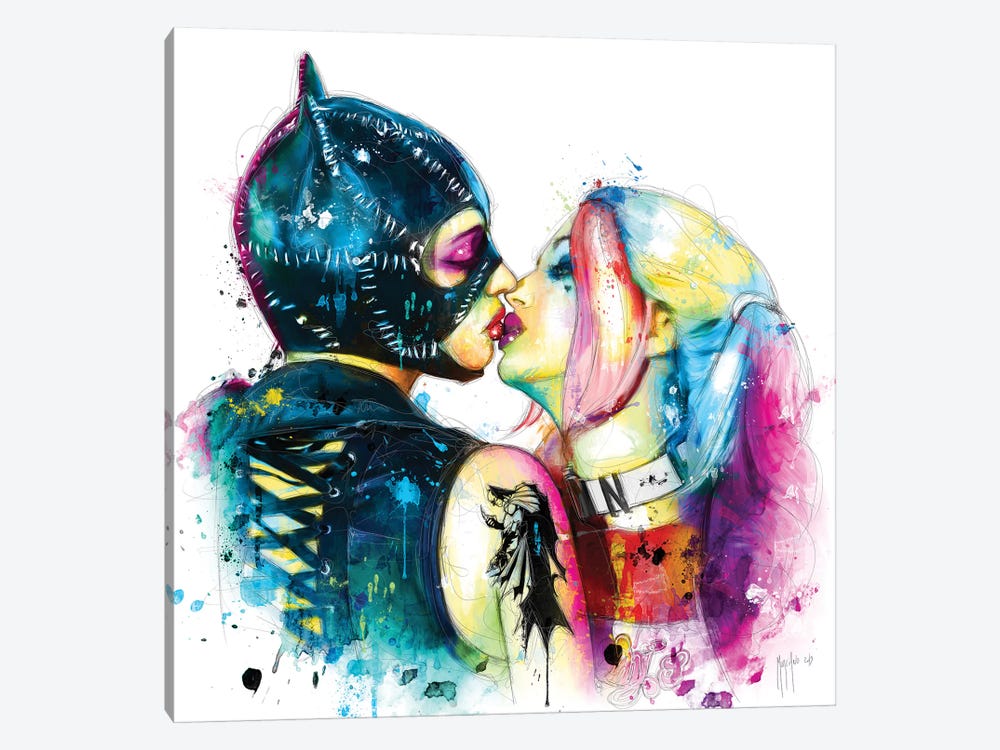 Cat Woman Harley Quinn by Patrice Murciano 1-piece Canvas Art Print