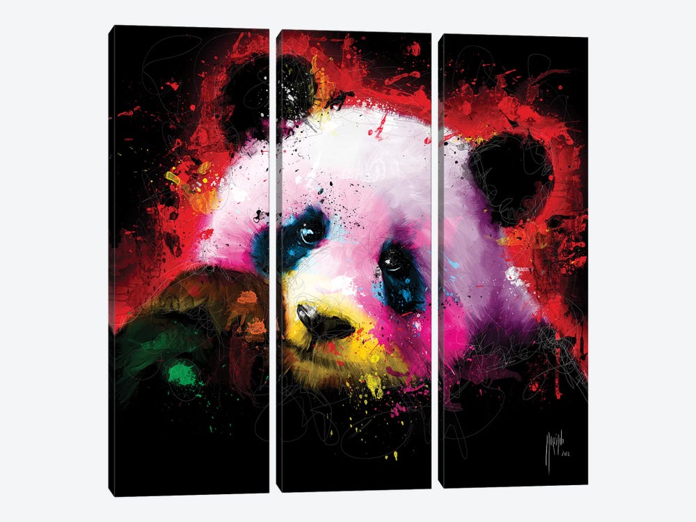 Panda Pop by Patrice Murciano 3-piece Canvas Wall Art