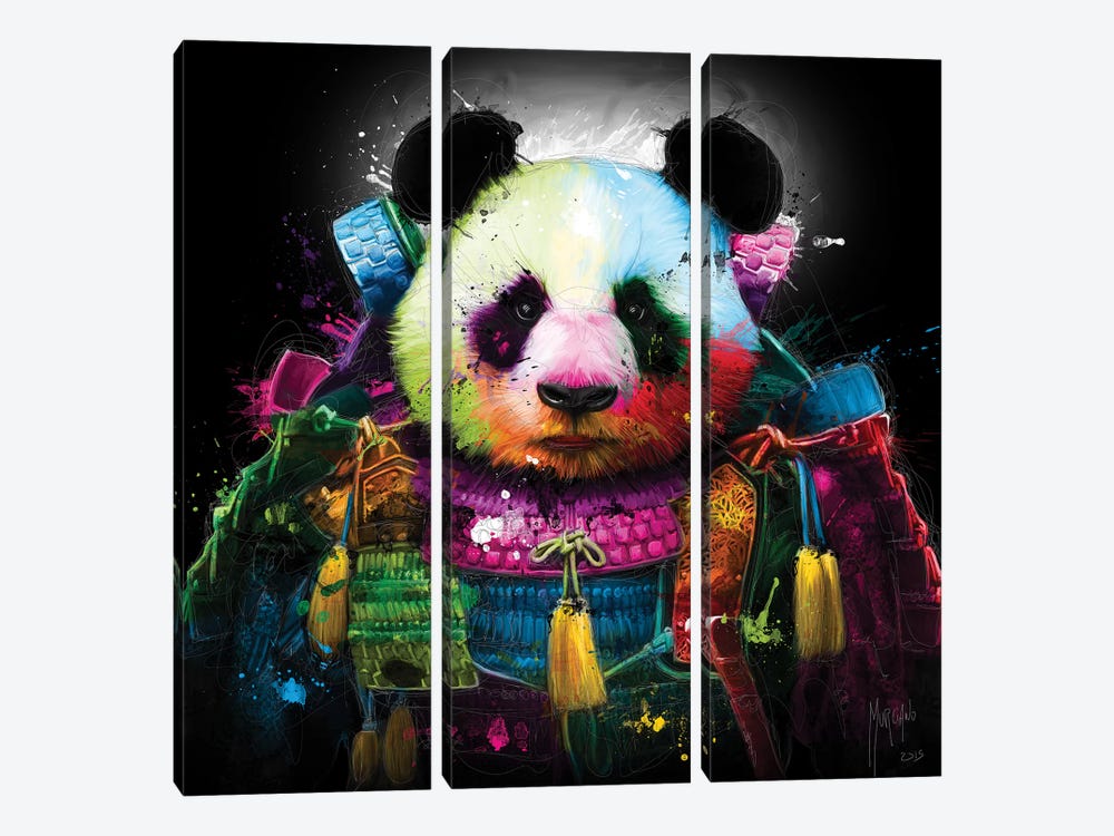 Panda Samurai by Patrice Murciano 3-piece Canvas Print