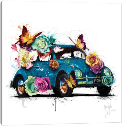 Popbeetle Blue Canvas Art Print - Volkswagen