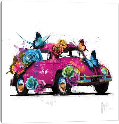 Popbeetle Pink Canvas Art Print - Volkswagen