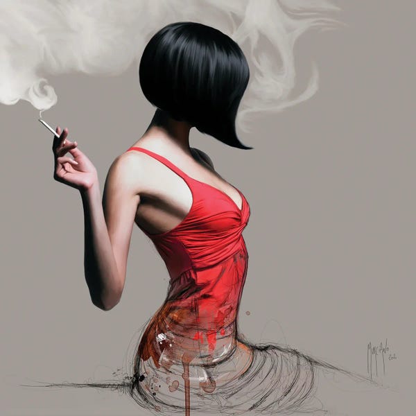 Smoking: The Girl In Red by Patrice Murciano