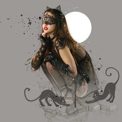 Cats And The Moon by Patrice Murciano canvas print