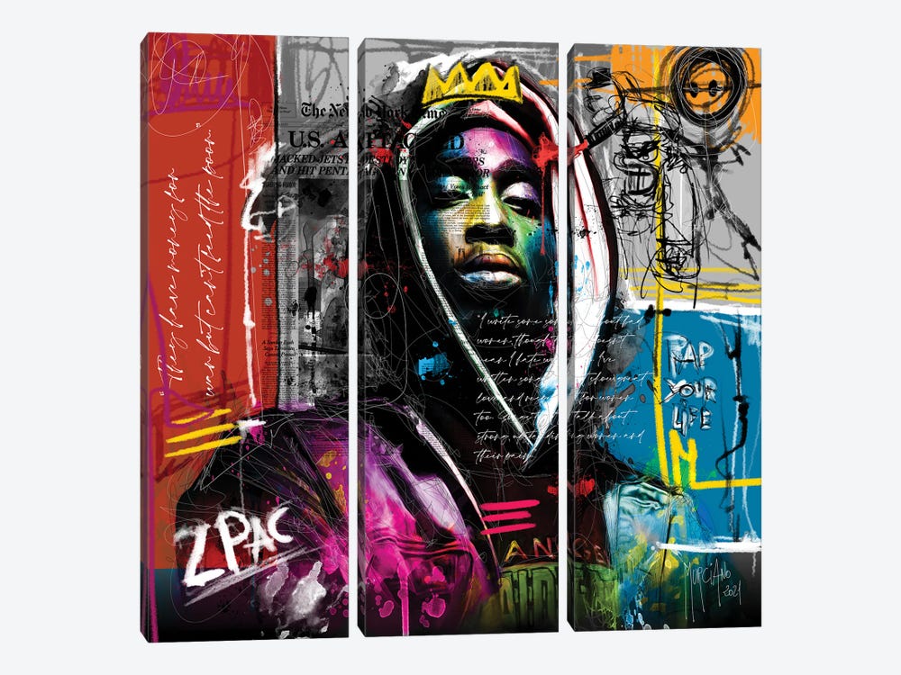 2Pac by Patrice Murciano 3-piece Canvas Wall Art