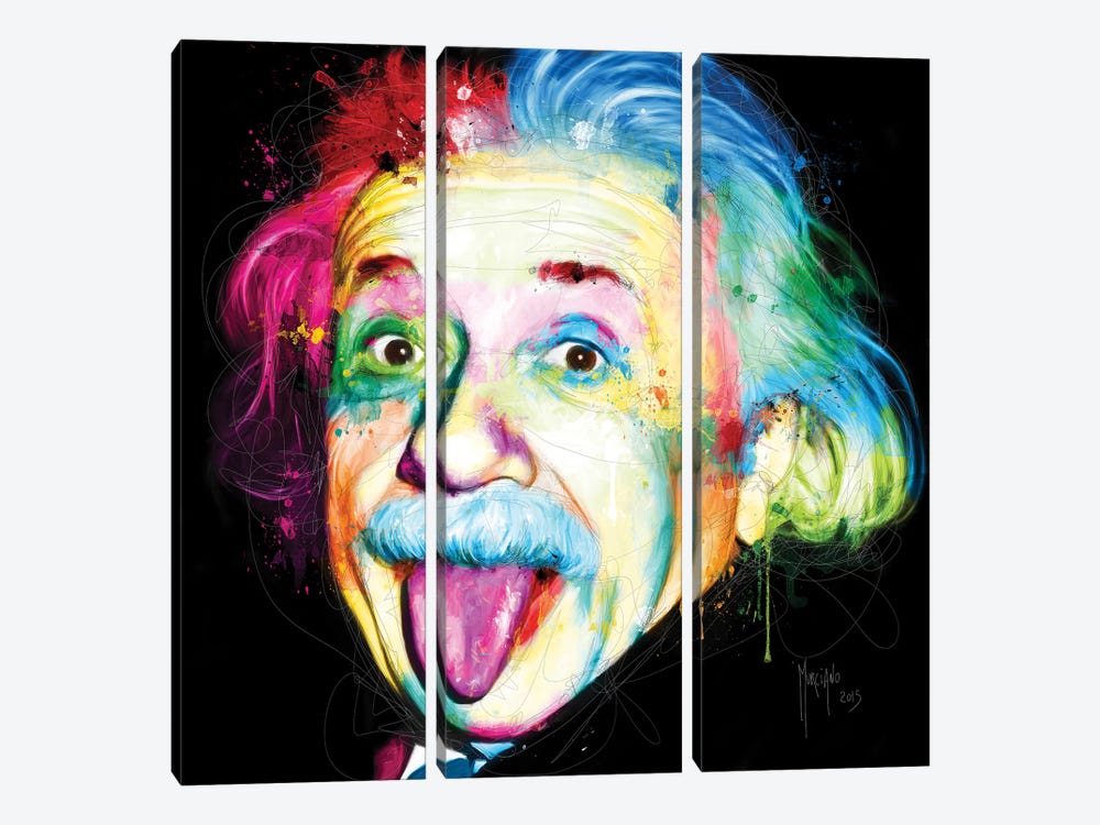 Albert Einstein by Patrice Murciano 3-piece Canvas Wall Art