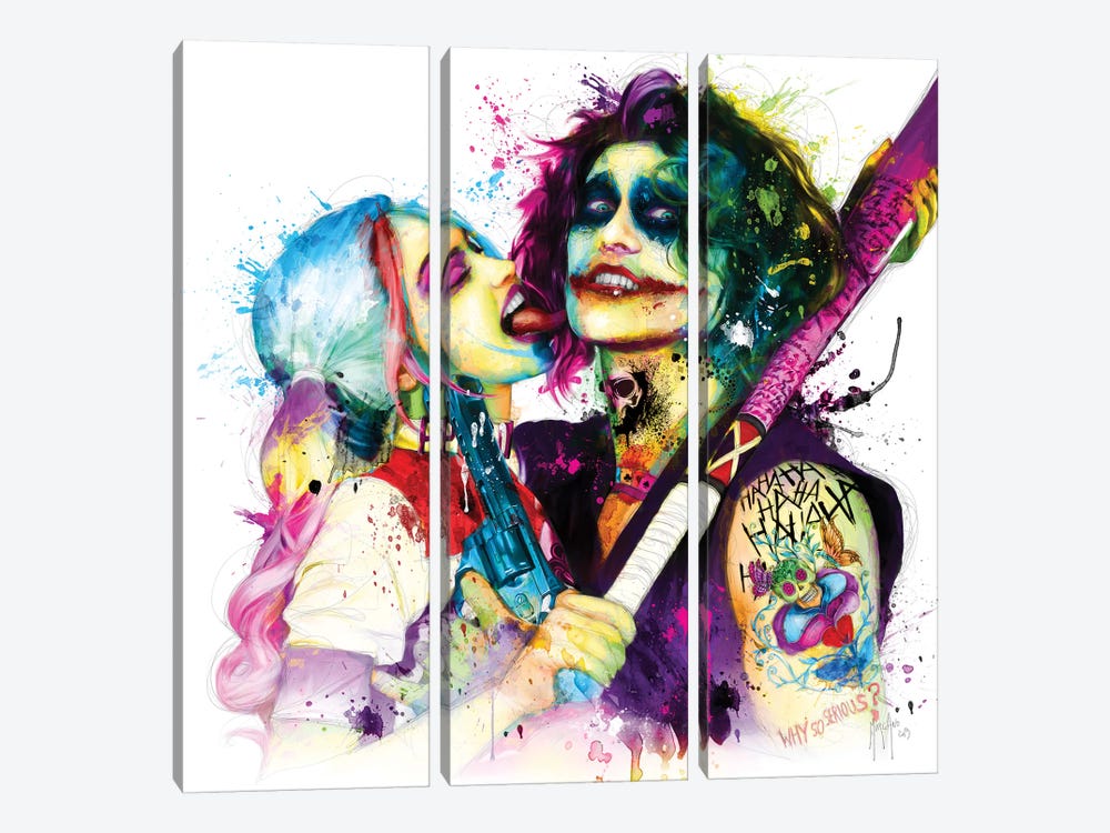 Joker Harley Quinn by Patrice Murciano 3-piece Canvas Art Print