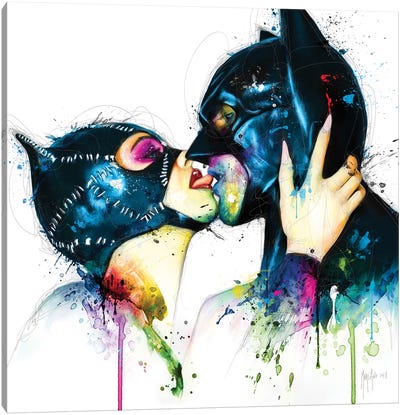 Love In Gotham Canvas Art Print - Superhero Art