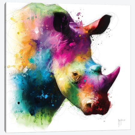 Rhinoceros Canvas Print #PMU35} by Patrice Murciano Canvas Print