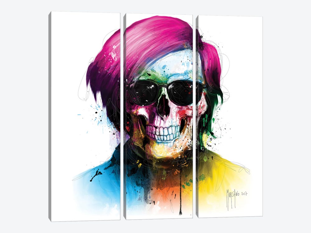 Andy Warhol Skull by Patrice Murciano 3-piece Canvas Wall Art