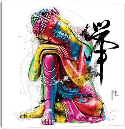 Bouddha Feng Shui Canvas Art Print - Large Colorful Accents