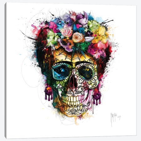 Frida Kahlo Skull Canvas Print #PMU83} by Patrice Murciano Art Print