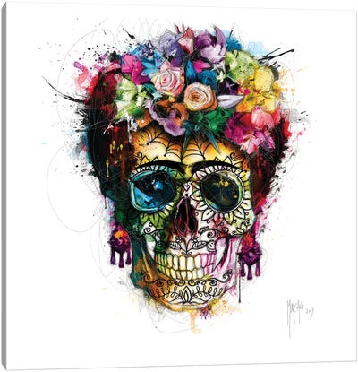Frida Kahlo Skull Canvas Art Print - Skull Art