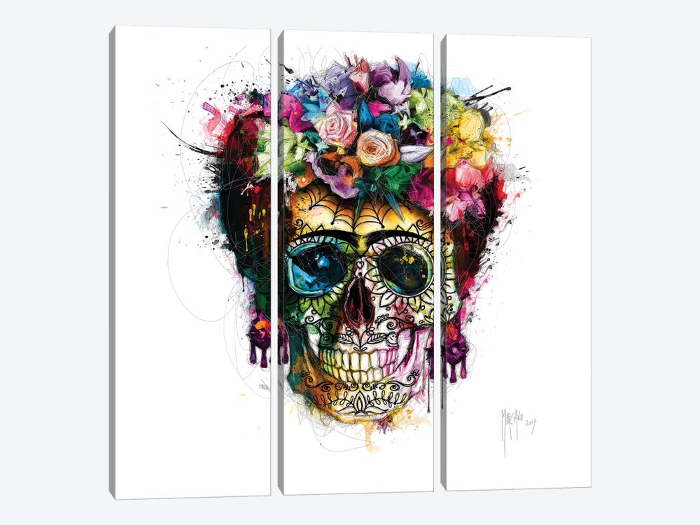 Frida Kahlo Skull by Patrice Murciano 3-piece Canvas Print