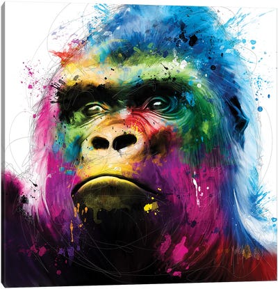 Gorilla Canvas Art Print - Large Colorful Accents
