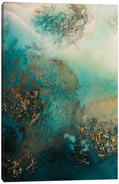 Reef Shimmer Canvas Art Print - Gold & Teal Art