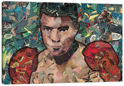 Ali Comic Collage Canvas Art Print - Boxing Art