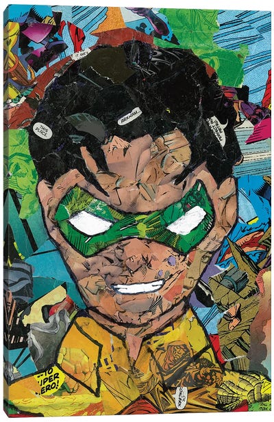 Robin Comic Collage Canvas Art Print - Robin (Superhero)