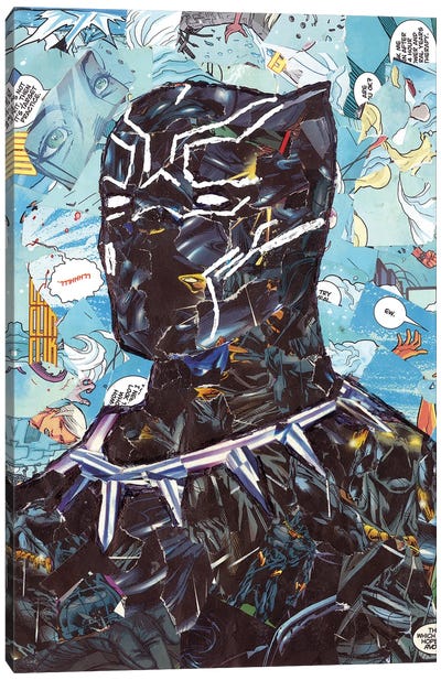 King T'Challa Black Panther Canvas Art Print - Pop Collage