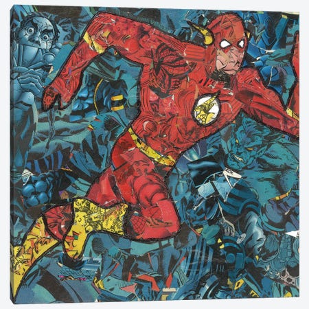 The Flash Comic Collage Canvas Print #PMY7} by p_ThaNerd Canvas Art