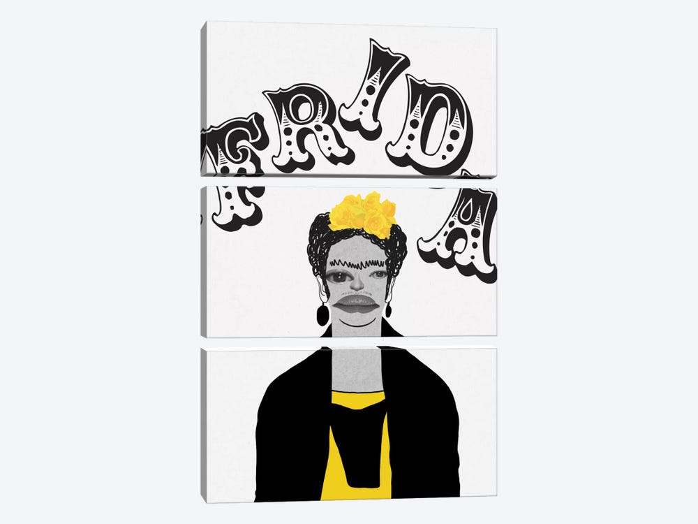 Frida In Yellow by 5by5collective 3-piece Art Print