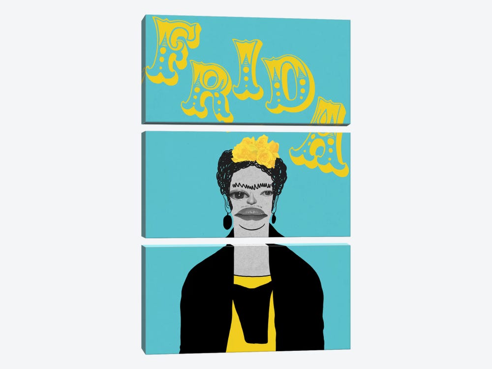 Frida With Flowers by 5by5collective 3-piece Canvas Wall Art