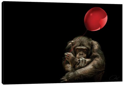 Girl With Red Balloon Canvas Art Print - Chimpanzee Art