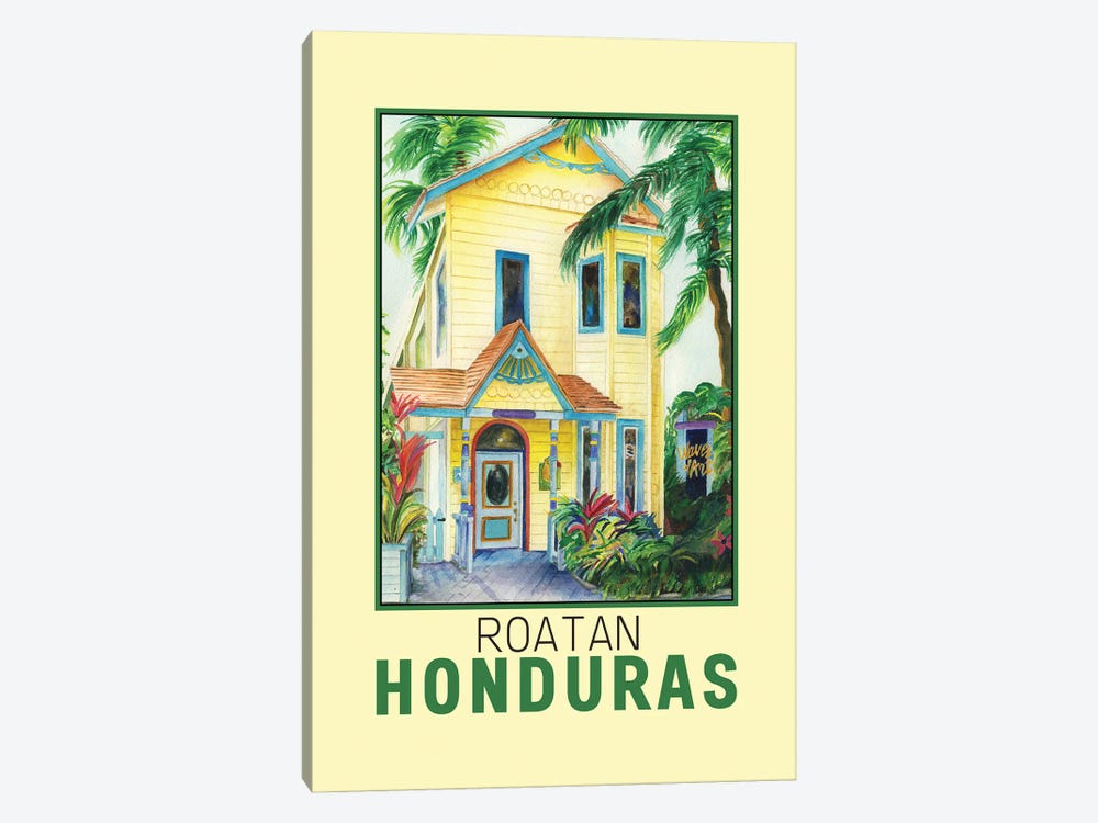 Roatan Honduras-Travel Poster by Paula Nathan 1-piece Canvas Art