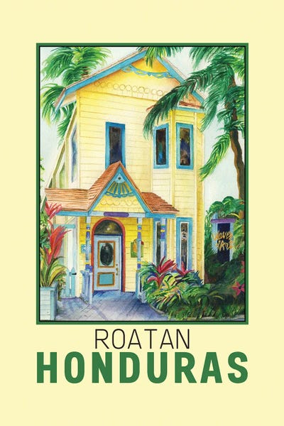 Central American Culture: Roatan Honduras-Travel Poster by Paula Nathan