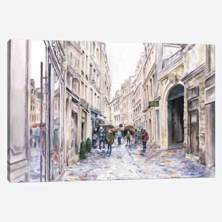 Paris France Street In The Rain Canvas Print #PNN20} by Paula Nathan Canvas Art