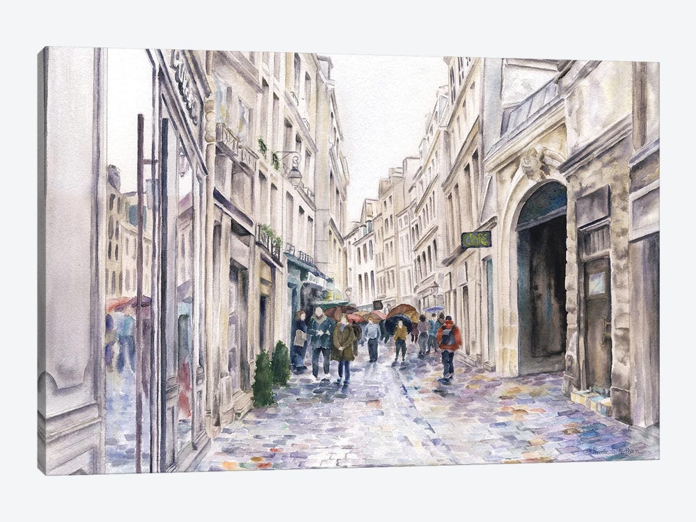 Paris France Street In The Rain by Paula Nathan 1-piece Canvas Art