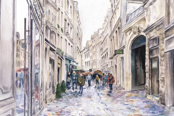 Rain: Paris France Street In The Rain by Paula Nathan