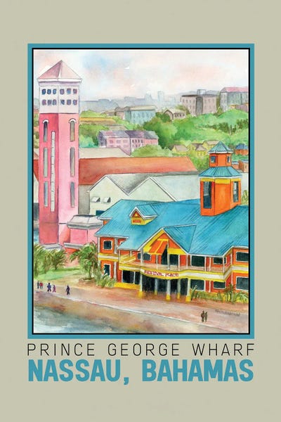 Bahamas: Nassau, Bahamas Pier And Beach, Prince George Wharf-Travel Poster by Paula Nathan