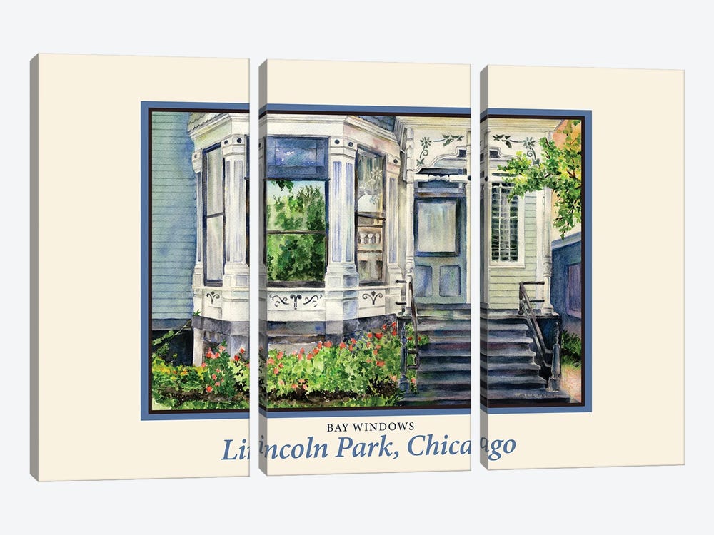 Lincoln Park House Travel Poster by Paula Nathan 3-piece Canvas Art Print