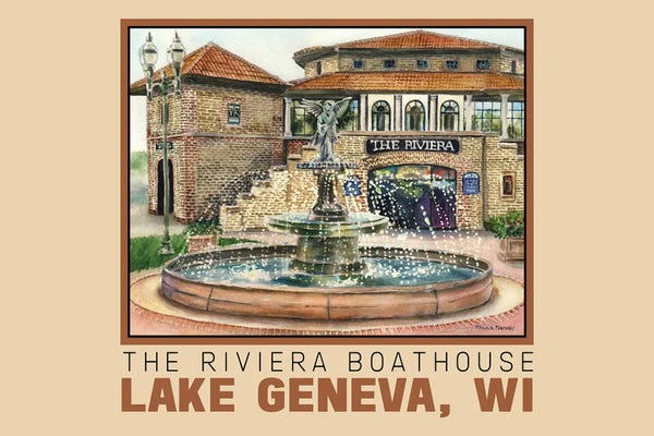 Fountains: Lake Geneva Wisconsin-Travel Poster by Paula Nathan