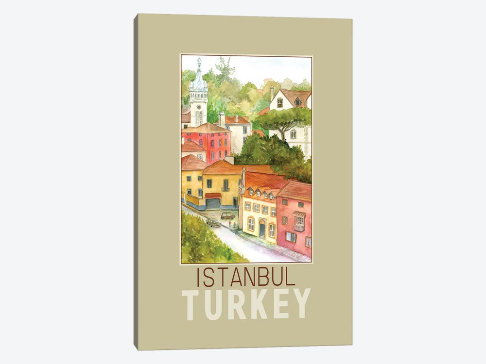 Istanbul Turkey Travel Poster by Paula Nathan 1-piece Canvas Art