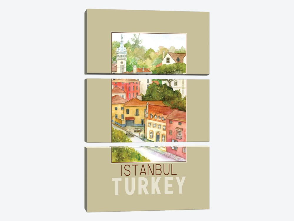 Istanbul Turkey Travel Poster by Paula Nathan 3-piece Canvas Art