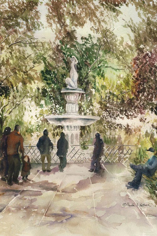 Savannah Forsyth Fountain by Paula Nathan wall art