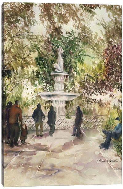 Savannah Forsyth Fountain Canvas Art Print - Paula Nathan