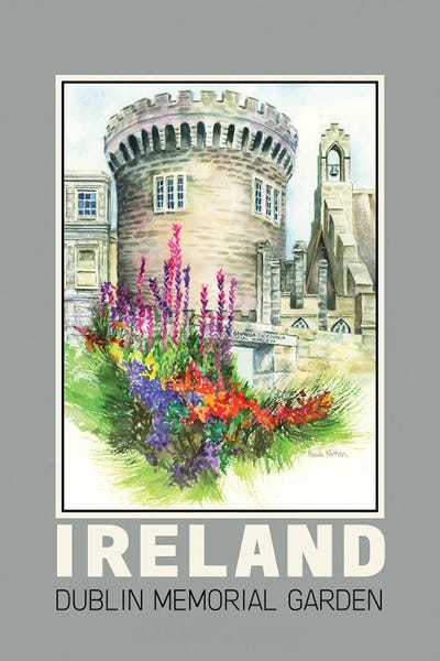 Castles & Palaces: Dublin Ireland Memorial Garden-Travel Poster by Paula Nathan