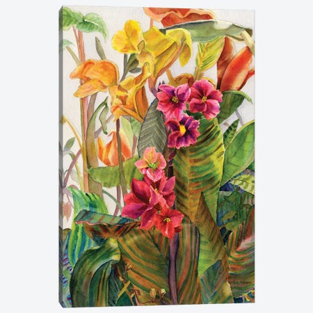 Tropicanna Canna-Limonium Flowers Canvas Print #PNN39} by Paula Nathan Canvas Print