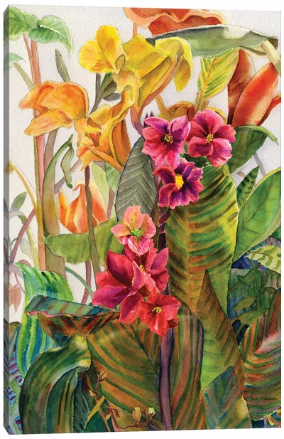 Tropicanna Canna-Limonium Flowers Canvas Art Print - Paula Nathan
