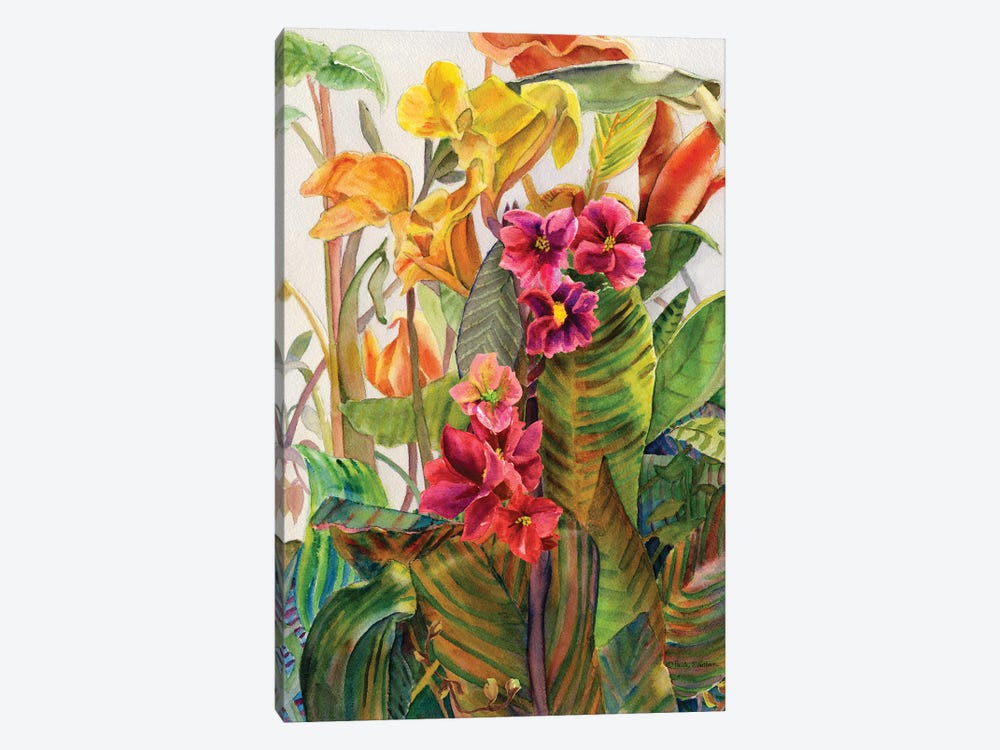 Tropicanna Canna-Limonium Flowers by Paula Nathan 1-piece Canvas Art